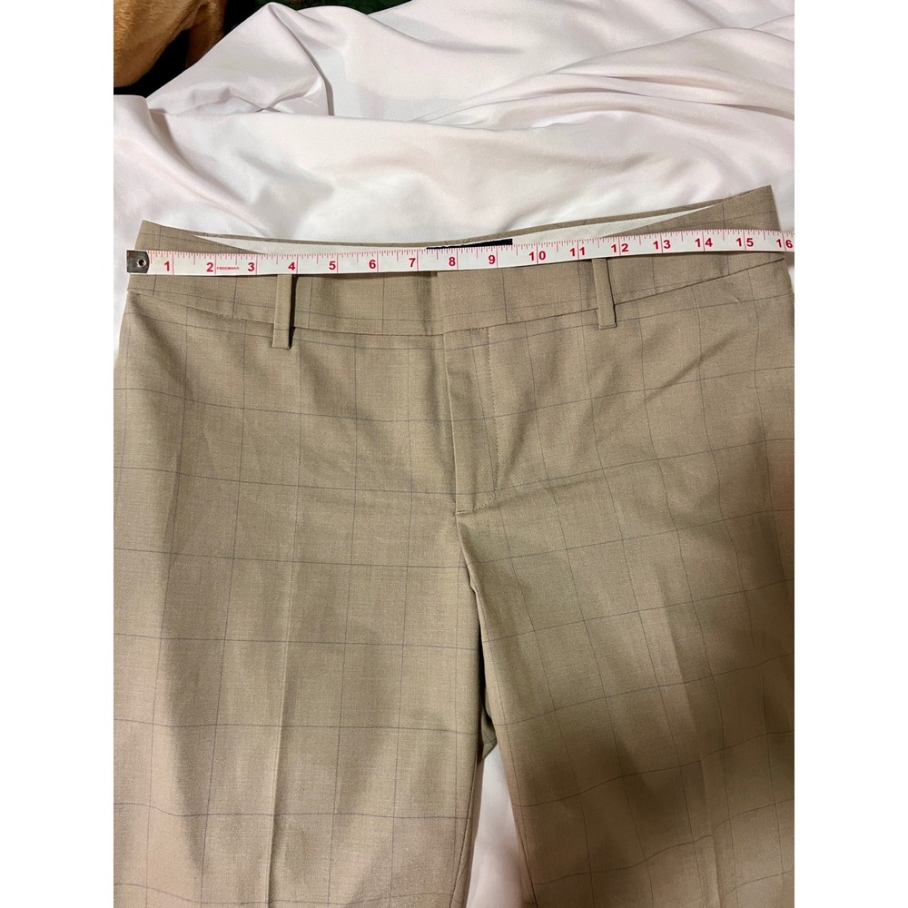 Banana Republic Martin Fit Pants Womens 8 Tan Plaid Career Straight Leg Stretch - Picture 5 of 6